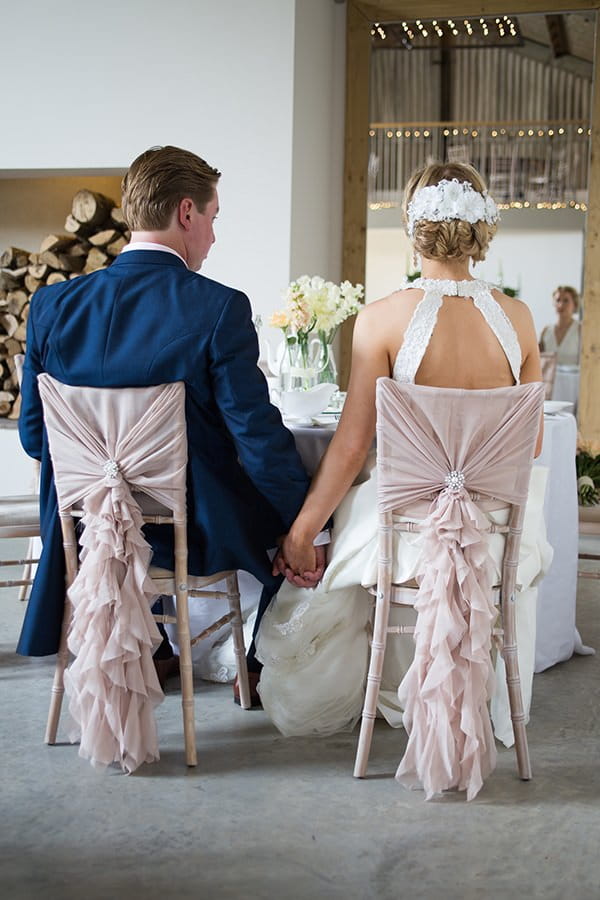 Sashes on back of wedding chairs