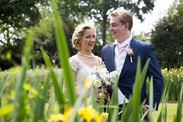 Bride and groom in Houchins garden