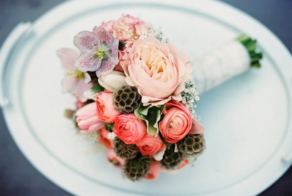 Bouquet on oval dish