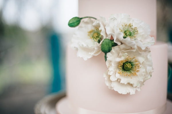 Flower detail on wedding cakes