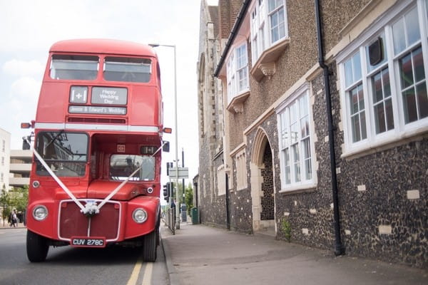 Red wedding bus