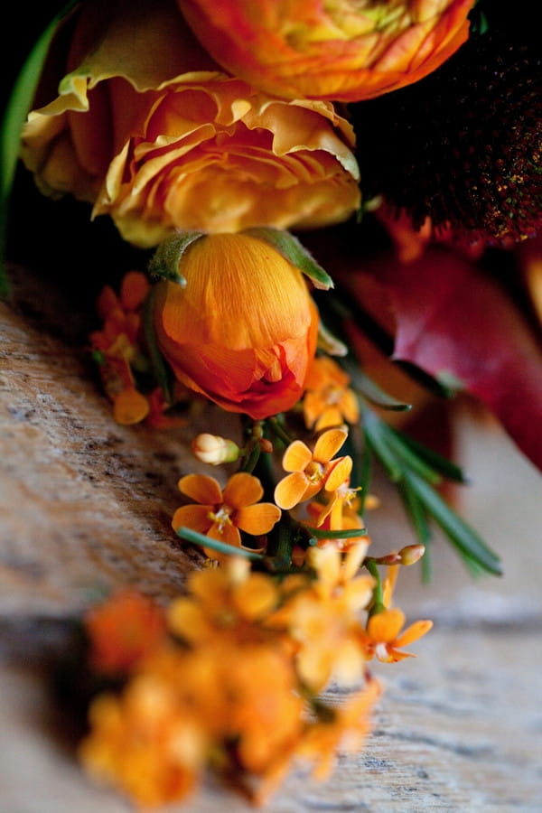 Flowers in autumnal wedding bouquet