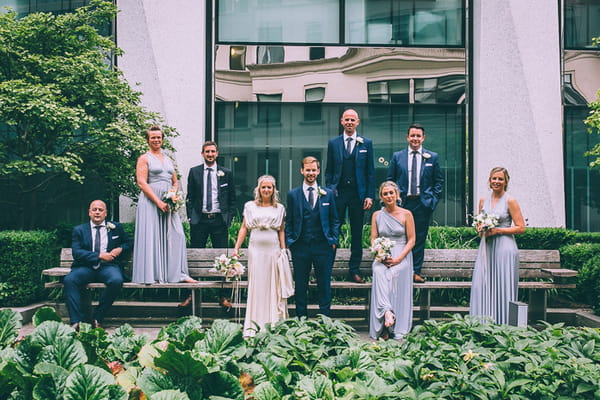 Bridal party group shot in London