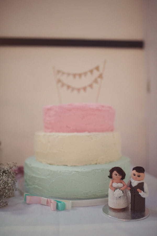 Pink, yellow and green wedding cake