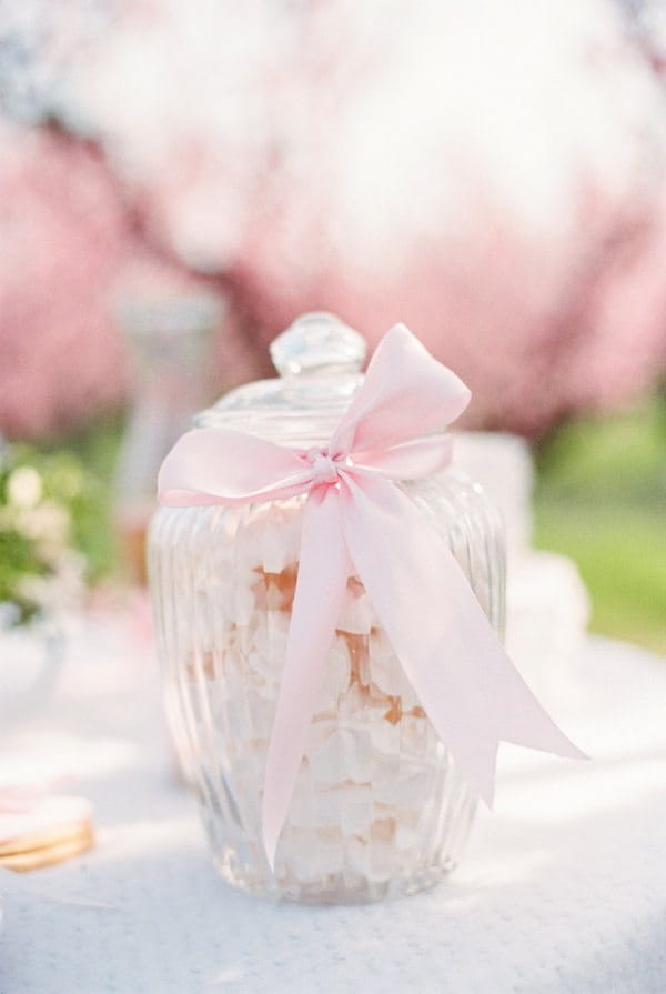 Jar of sweets with pink ribbon