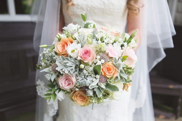 Pastel shade bridal bouquet