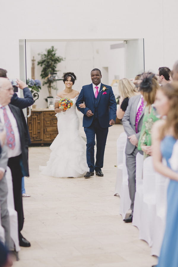 Father walking bride down aisle at Fazeley Studios