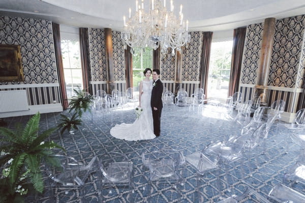 Bride and groom in ceremony room at Duke of Cornwall Hotel