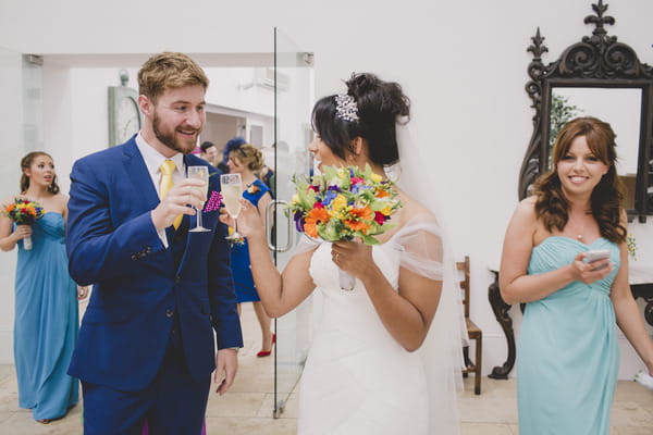 Newly married bride and groom