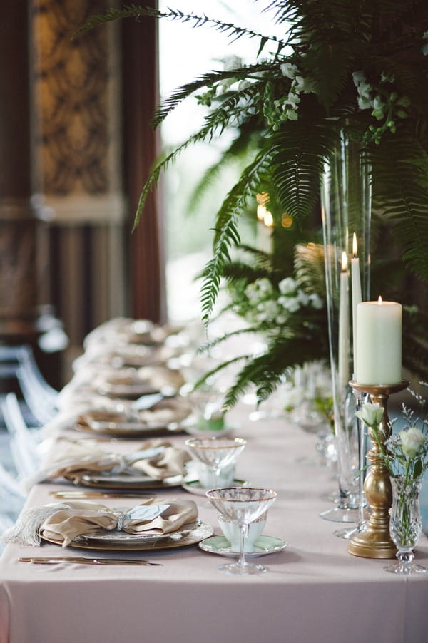 Glamorous wedding table layout