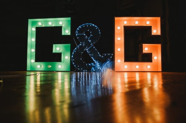 Large illuminated G & G letters