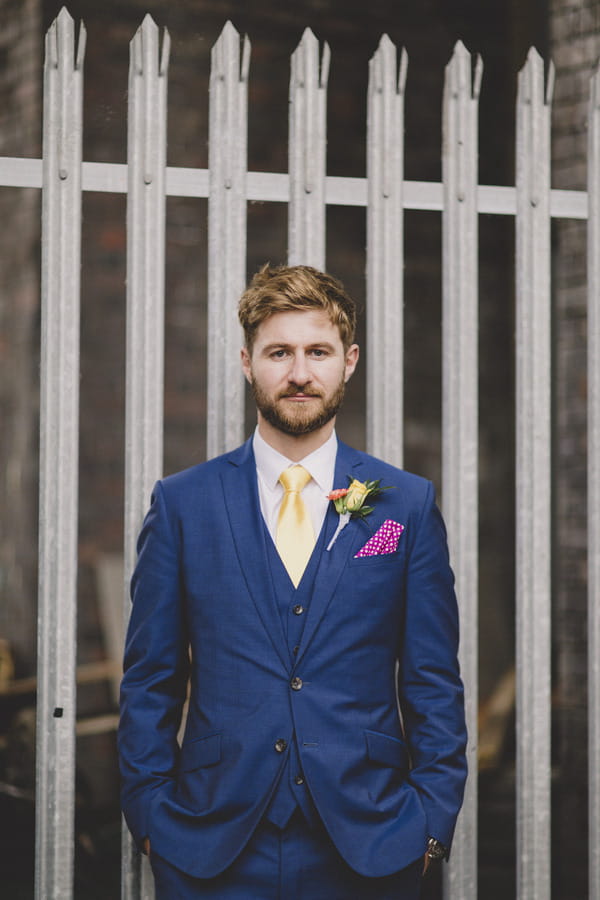 Groom in blue suit