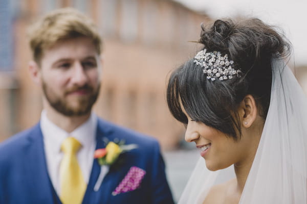 Bride with bridal headpiece