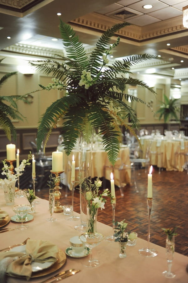 Tall arrangement on wedding table