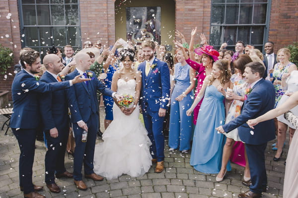 Wedding confetti shot at Fazeley Studios