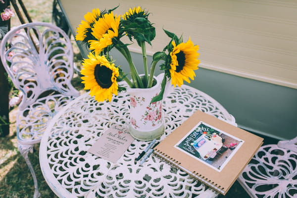 Sunflowers and wedding guest book