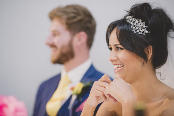 Bride smiling