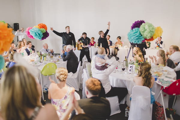 Singing waiters at wedding