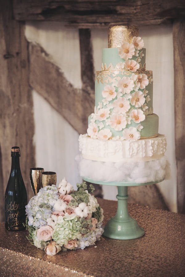 Wedding cake with sugar flowers