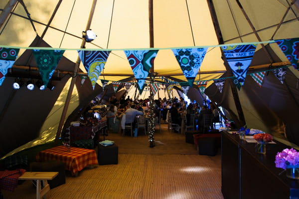 Bunting in wedding tipi