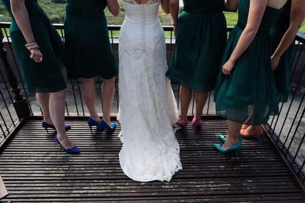 Bride and bridesmaids' legs