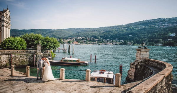 Bride and groom by Lake Maggiore, Italy
