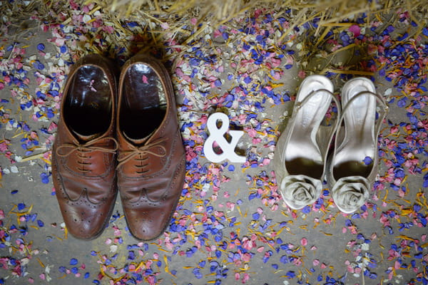 Bride and Groom Shoes with Confetti from Shropshire Petals