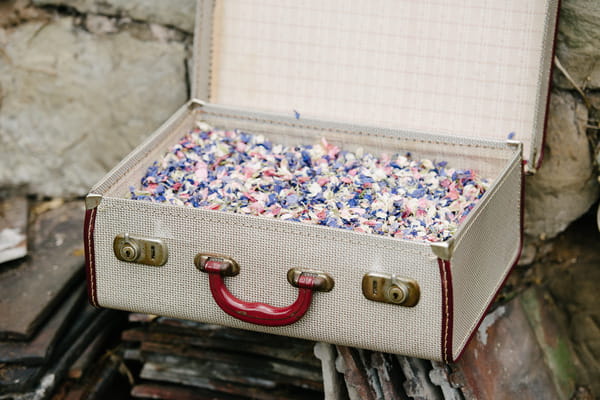 Kaleidoscope Confetti from Shropshire Petals in Vintage Suitcase