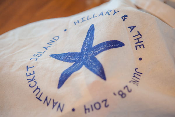 Starfish motif on wedding bag