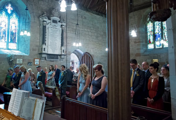 Wedding guests in church