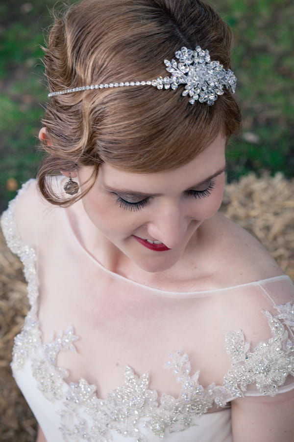 Bride with vintage hairpiece