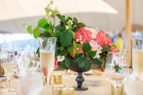 Bright flowers on wedding table