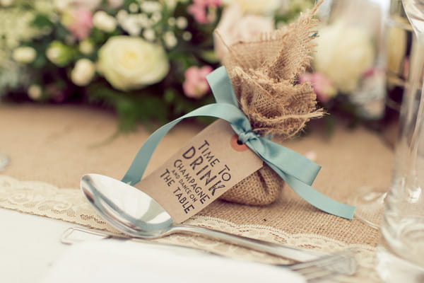 Wedding favour in hessian bag