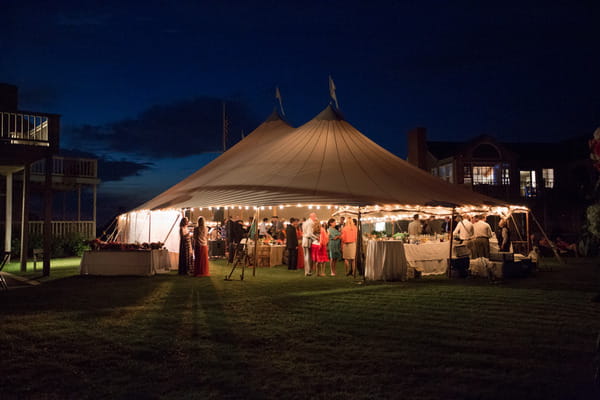 Wedding party in marquee on Nantucket Island
