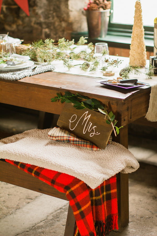 Cosy blankets with Mrs sign on top