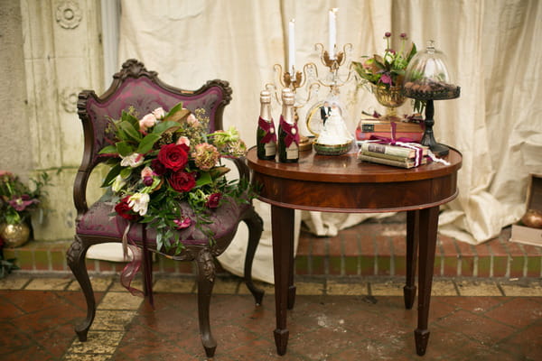 Antique table and elegant chair