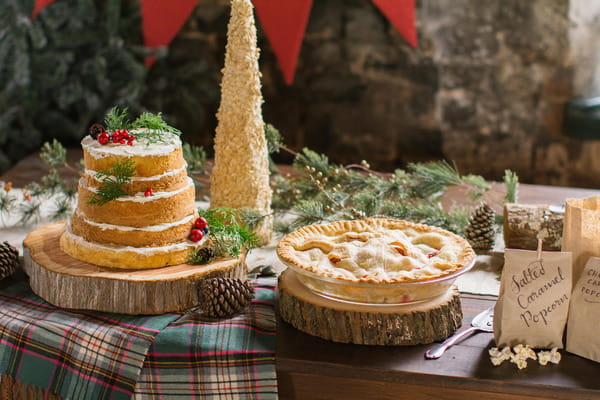 Pie and wedding cake table