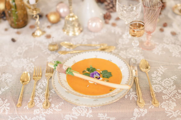 Bowl of soup on wedding table
