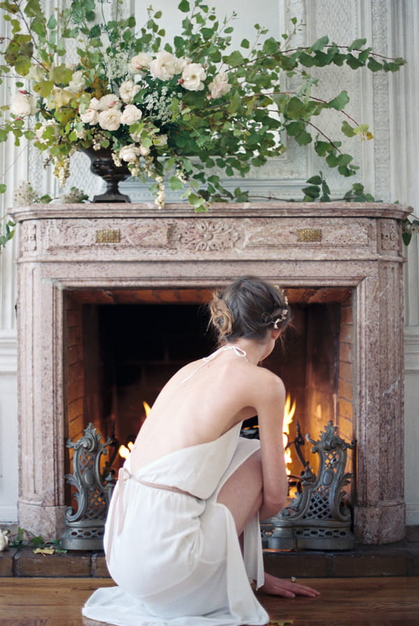 Bride in front of fire