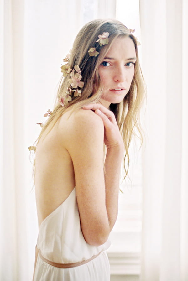 Bride with loose flower hair band