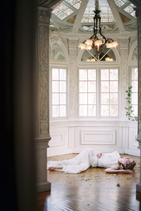 Bride laying on floor