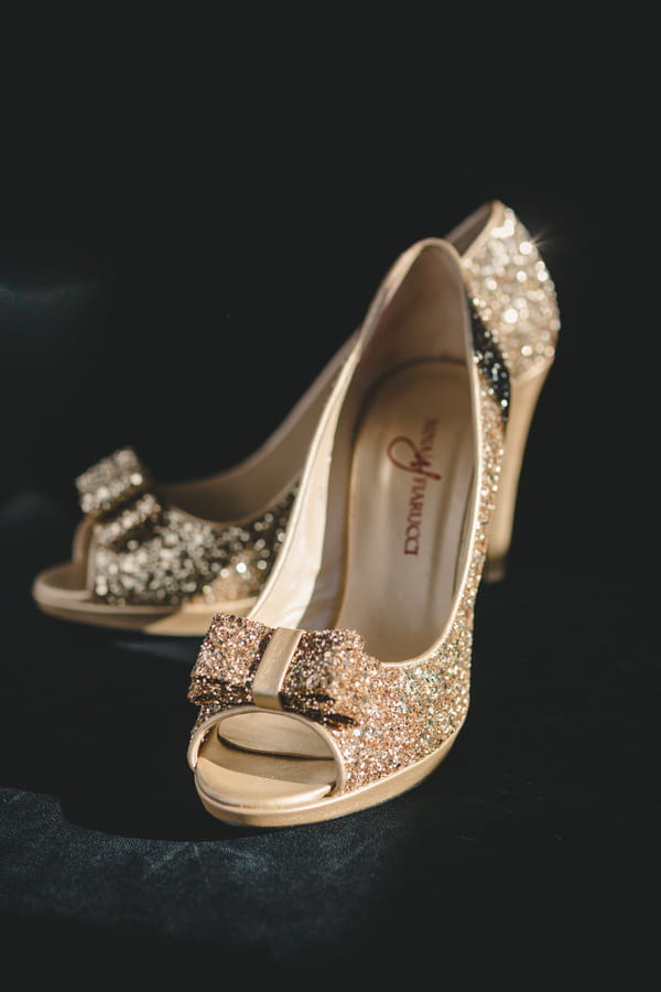 Gold sparkly wedding shoes