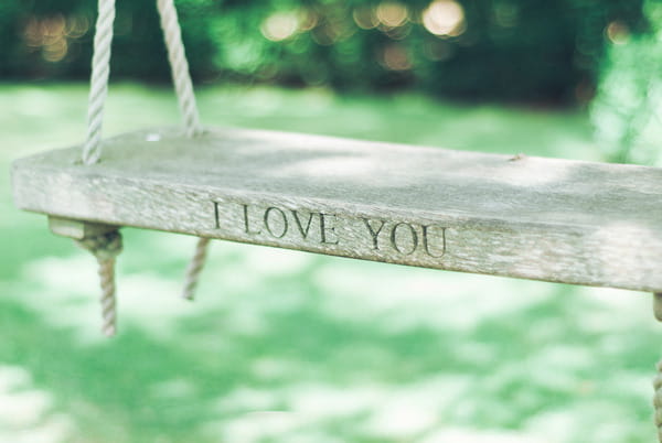 I love you engraved in swing at Narborough Hall Gardens