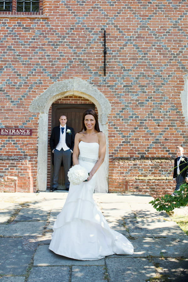 Bride and groom at Layer Marney Tower