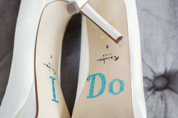 I Do written on sole of wedding shoe