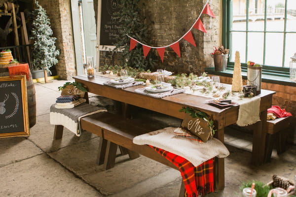 Cosy, rustic Christmas wedding table