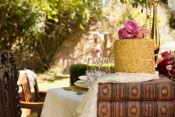 Wedding cake on books