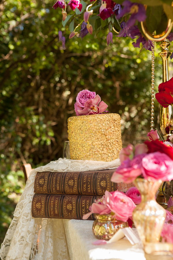 Wedding cake on books