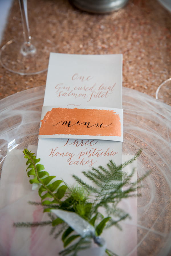 Wedding menu with foliage