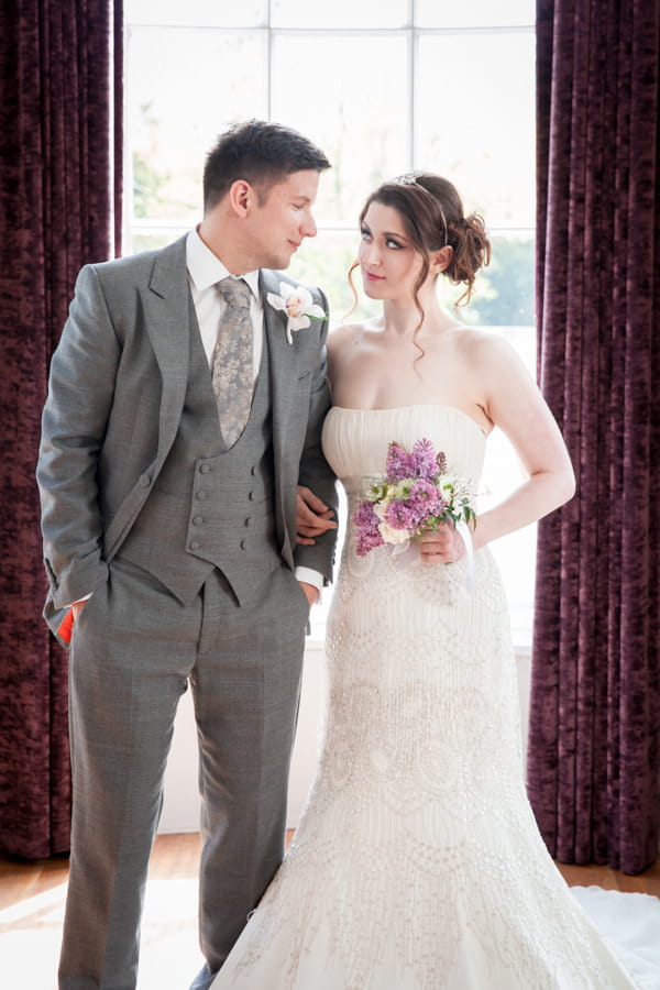 Bride and groom standing in Belair House